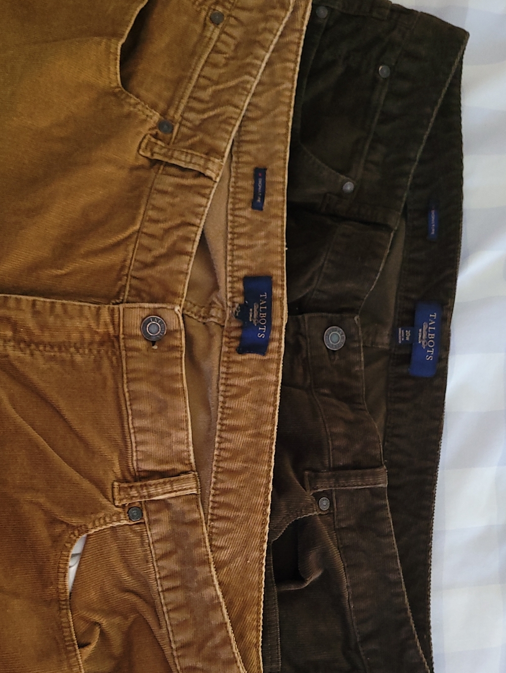 2 Pairs Talbots Women’s 20W -Brown & GOLD Corduroy STRAIGHT LEG Pants
